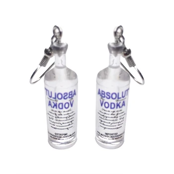 

Handmade Creative Cool Vodka Bottle Drop Earrings Funny Drinking Style Cartoon Transparent Bottle Dangle Earrings for Women Girl