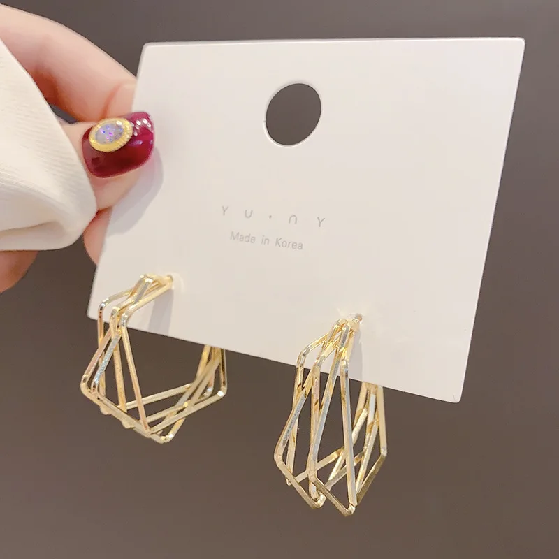 

LATS Japan Korea irregular square Dangle earrings fashion trendy copper gold-plated earrings for women 2020 Jewelry Brincos