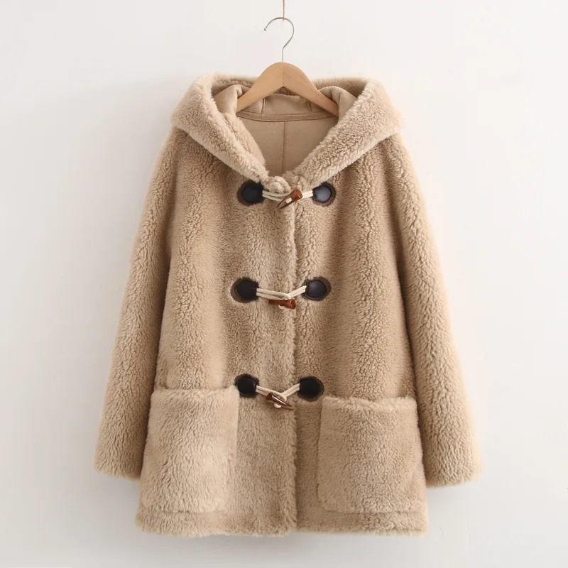 

Ke li rong Coat Women's Autumn And Winter New Style Korean-style Toggle Hooded Loose-Fit Fur Students Overcoat S28954