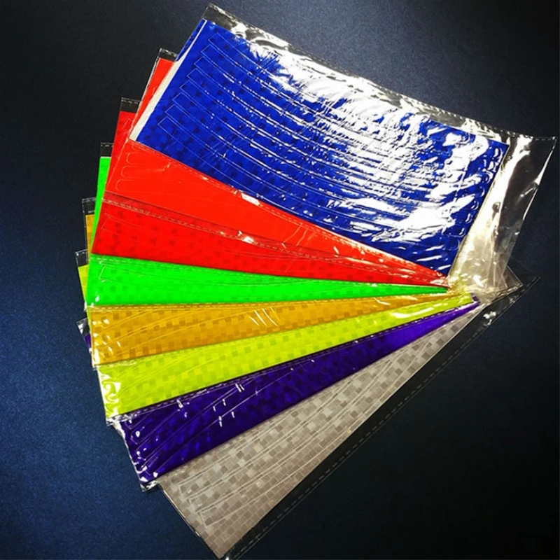 2 unids/set 21cm X 8cm fluorescente bicicleta pegatina bicicleta ciclismo de llanta de rueda de pegatinas reflectantes de etiqueta