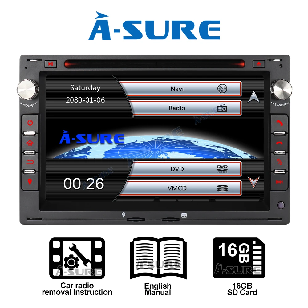 Автомобильный мультимедийный плеер A-Sure 2 Din Авто Радио DVD GPS навигация для Volkswagen VW PASSAT B5 BORA T5 GOLF 4 BT RDS DAB + Автомобильный мультимедийный плеер A-Sure 2 Din Авто Радио DVD GPS навигация для Volkswagen VW PASSAT B5 BORA T5 GOLF 4 BT RDS DAB +