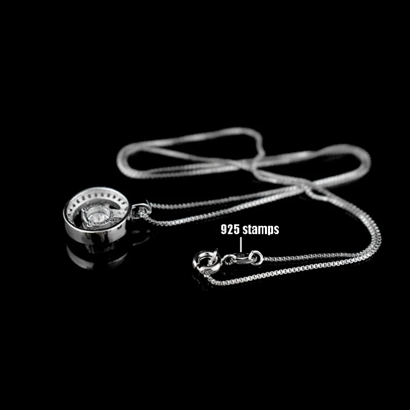 New Fashion 925 Sterling Silver Round AAA Zircon Pendant Necklace Dance Dazzling Rhinestone CZ Drop Necklaces Women Jewelry Gift