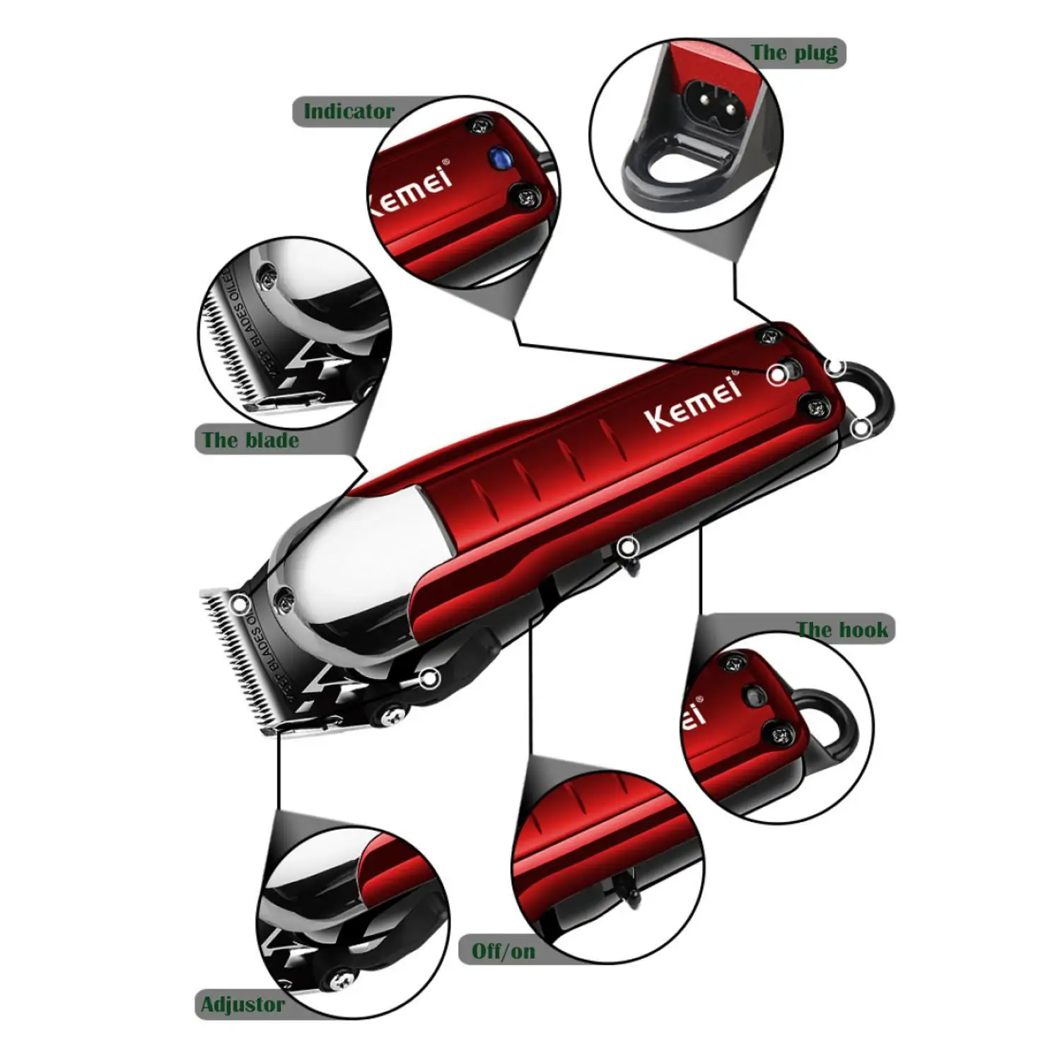 100-240V kemei KM-2608 professional Cordless hair clipper electric trimmer powerful hair shaving machine hair cutting beard