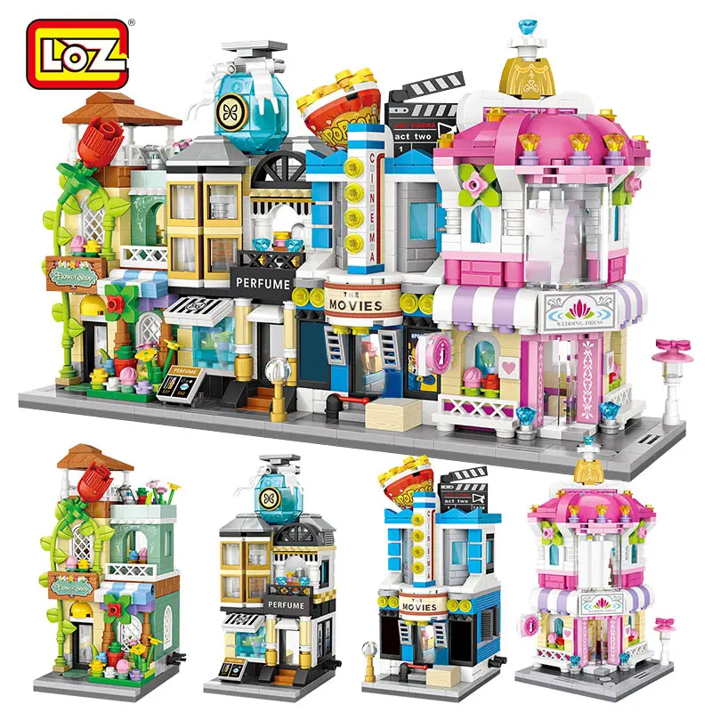 

LOZ Mini Blocks City View Scene Cinema Retail Store Candy Shop Architectures Models Building Blocks Christmas Toy for Children