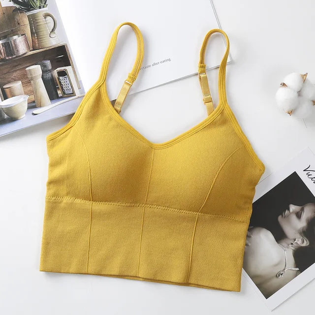 U-shaped Back Bra Tube Top Women Crop Top Daisy Pattern Sexy Lingerie Bra Sports Fashion Street Top yellow