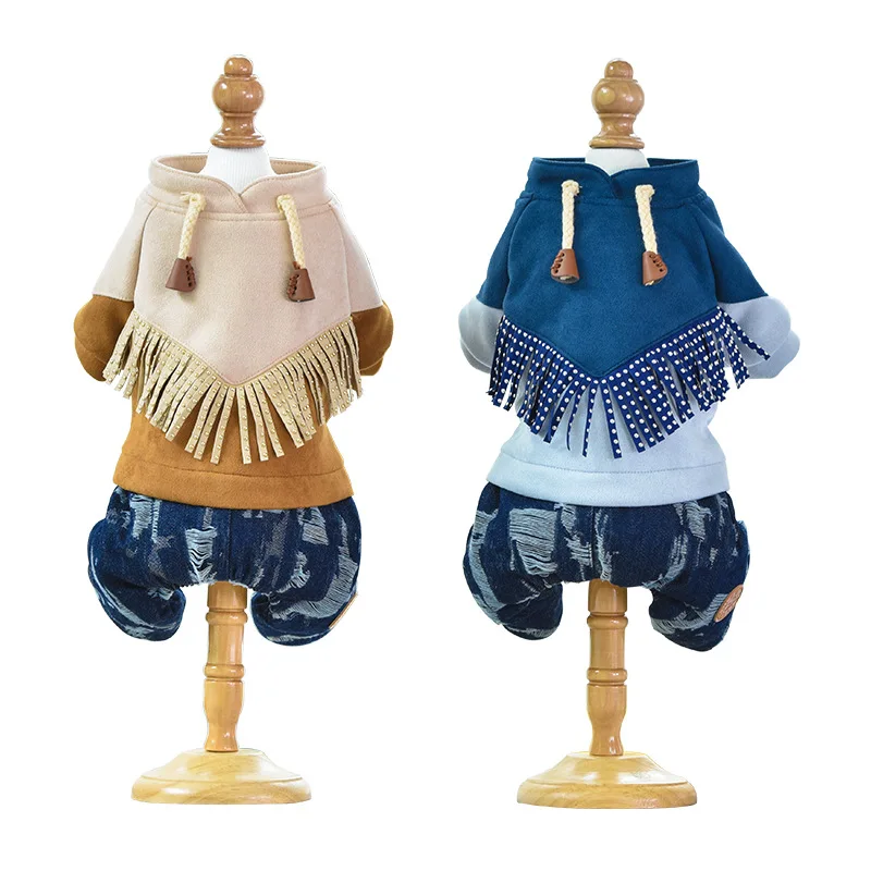 

Winter Design Dog Clothes Four Feet Pet Jumpsuits for Autumn and Winter Clothing Thickening Blue Brown Color Winter Dog Jumpsuit