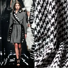 Новинка, шерстяное плетение, классическое черно-белое осеннее и зимнее пальто с узором «гусиная лапка», платье на заказ, модная ткань