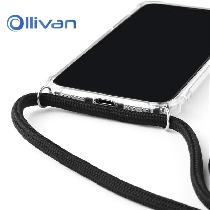 

Shoulder Strap Clear TPU Case Mobile Phone Case For Samsung a50 s9 s8 a40 Shatter-resistant Anti-Drop Portable