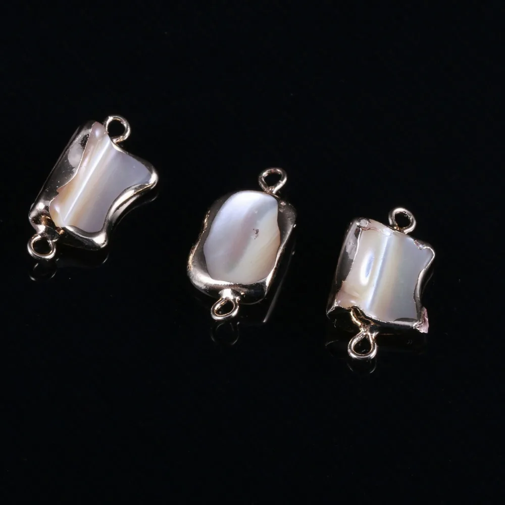 

1Pcs Natural Irregular Shell Pearl Connector Pendant Fashion Double Hole Connector Charm DIY Accessories Jewelry Making Supplies