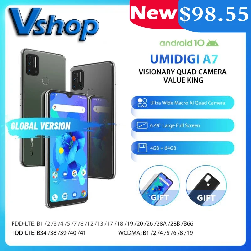 UMIDIGI A7 смартфон с 5 дюймовым дисплеем восьмиядерным процессором ОЗУ 4 Гб ПЗУ 64 ГБ
