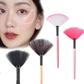 

Blush Makeup Brush Fan Shape Highlighter Soft Face Powder Wooden Handle Cosmetic Beauty Tool Fashion Large Base blusher