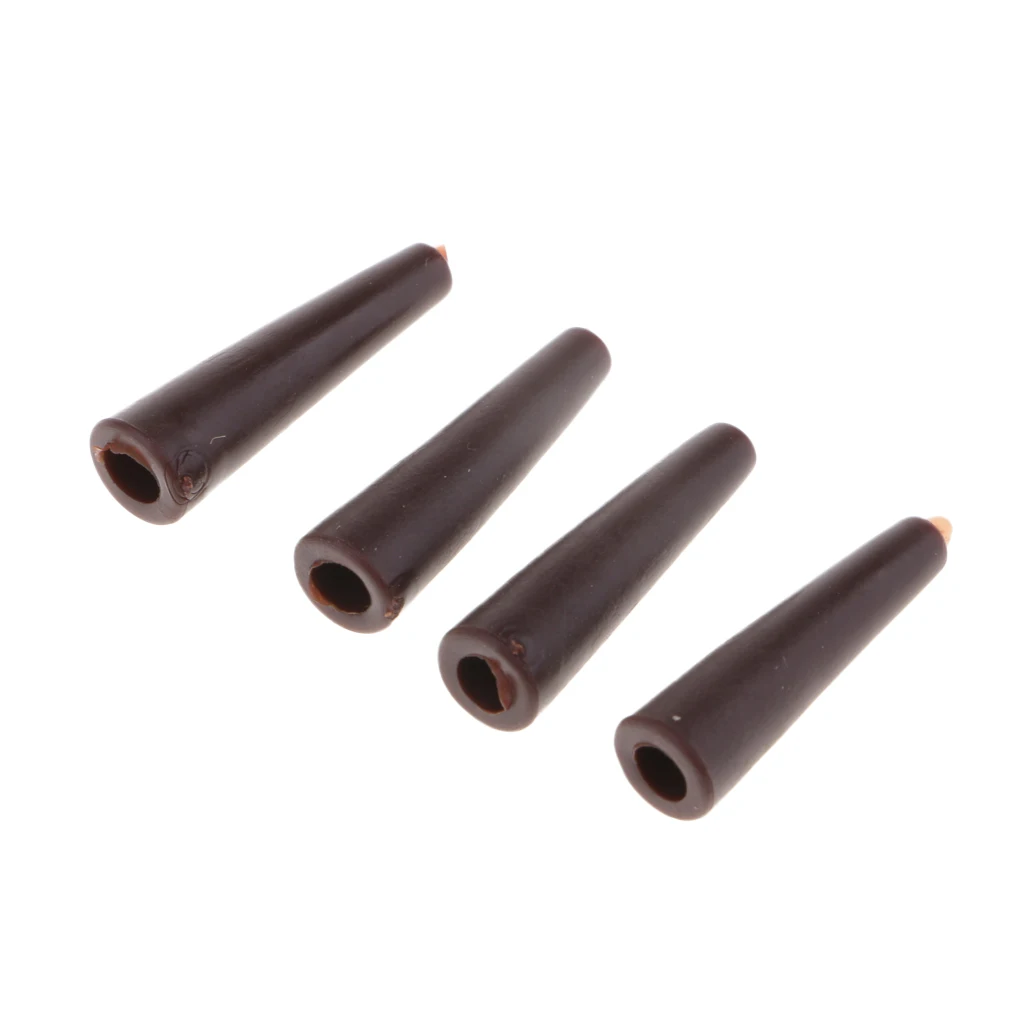 50pcs/set Brown Rubber Tail Tubes Cones for Fishing Rig Sleeves Tool 20mm