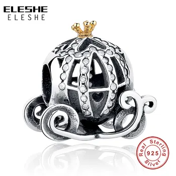 

ELESHE 100% 925 Sterling Silver Halloween Pumpkin Car Charm Bead Fit Original Charm Silver 925 Bracelet Jewelry Making