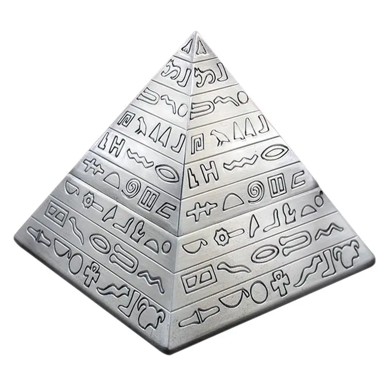 Серебряные креативные модные украшения Классические винтажные египетские металлические резные пирамиды с крышкой пепельница украшение дома подарок