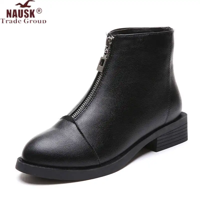

2019 HOT Back Zipper Black Ankle Boots For Women Warm Insole Women Boots Low Heel Autumn/winter Women Shoes Botas De Mujer