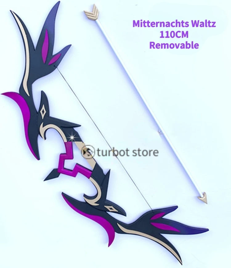 Game Genshin Impact Mitternachts Waltz Four-star Weapon Cosplay Bows and Arrows Removable Cannot Be Launched | Тематическая одежда