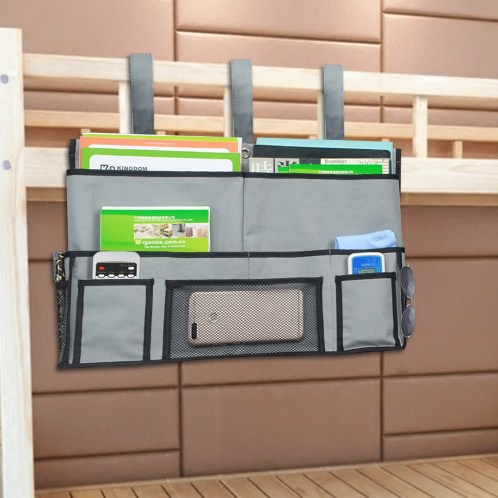 

10 Pockets Oxford Hanging Storage Bag Bunk Dorm Rooms Bed Holder Beside Bags Remote Control Book Magazine Organizer Package