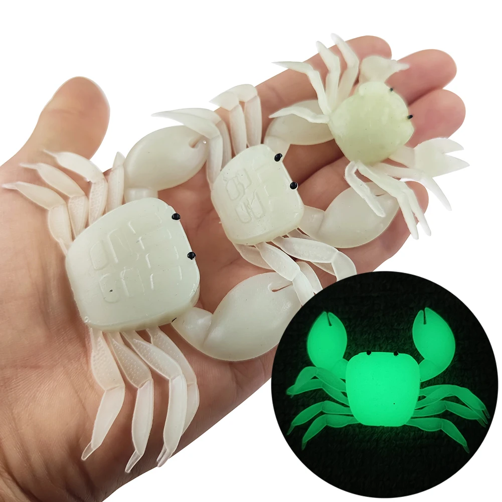INFOF 6-Pack Glow Fishing Crab 3.5g 7g 13.5g Soft Lure Artificial Silicone Bait 3-D Swimbaits | Спорт и развлечения