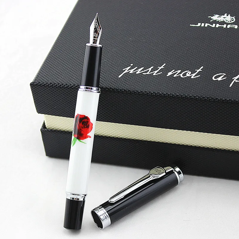 JINHAO 8802 перьевая ручка из Розового Фарфора с розовым цветком сливы школьные и