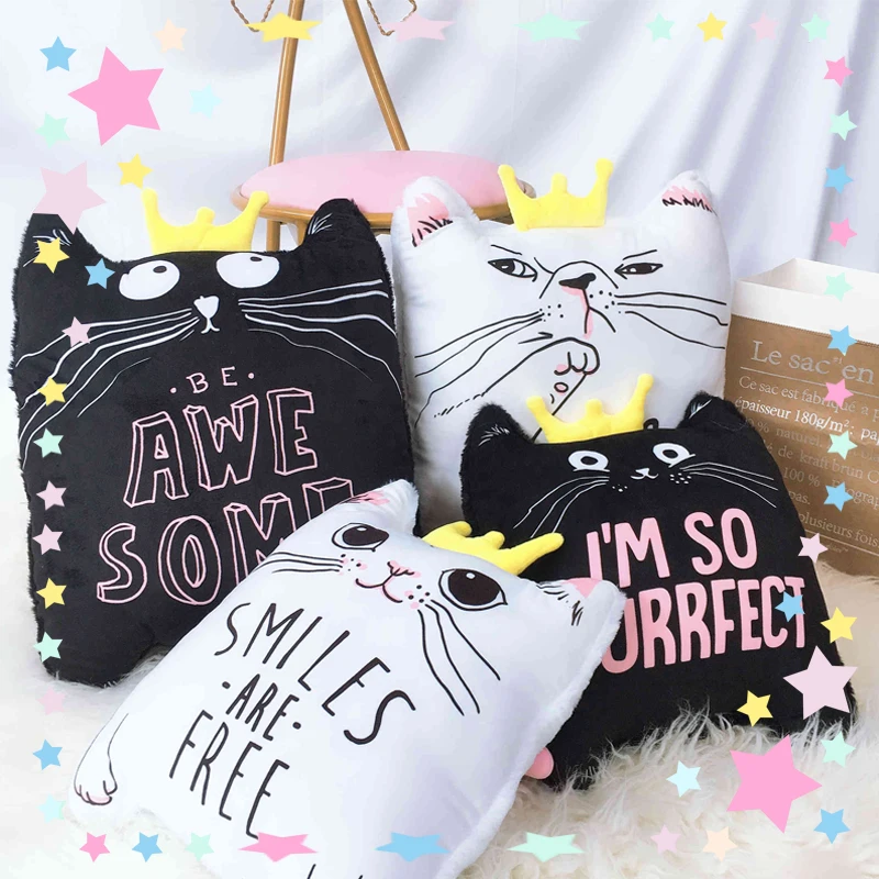 

Cartoon Cute Animals Cat Plush Toy Kawaii Stuffed Kitten with Wing Girl Soft Cuddly Cushion Pillow Home Holiday Sofa Chair Decor