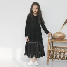 Весенне-осеннее кружевное платье принцессы для девочек от 4 до 15 лет Детские праздничные платья с длинными рукавами для дня рождения Одежда для маленьких девочек-подростков Vestidos