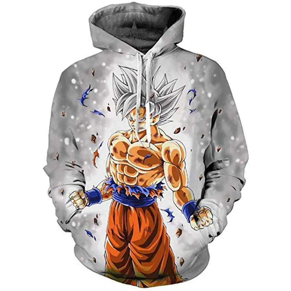 Повседневный пуловер с капюшоном и 3d-рисунком Dragon Ball для мужчин женщин