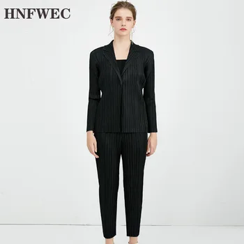 

can ship Women's clothes 2020 spring summer fashion new Ankle-Length trousers One Button coat black two pieces set V904