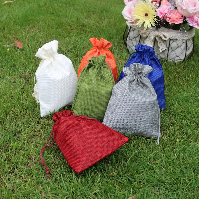 

10pcs/lot 10x14cm natural Jute Bags Drawstring Gift Bag Incense Linen Storage Pouches Charms Bracelet Jewelry Packaging Bags