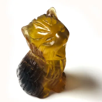 

Natural Fluorite Carved Cat Figurine Healing Crystal Quartz Stone Gift Green Mineral Gemstone Animal Wicca Decor Women Gift