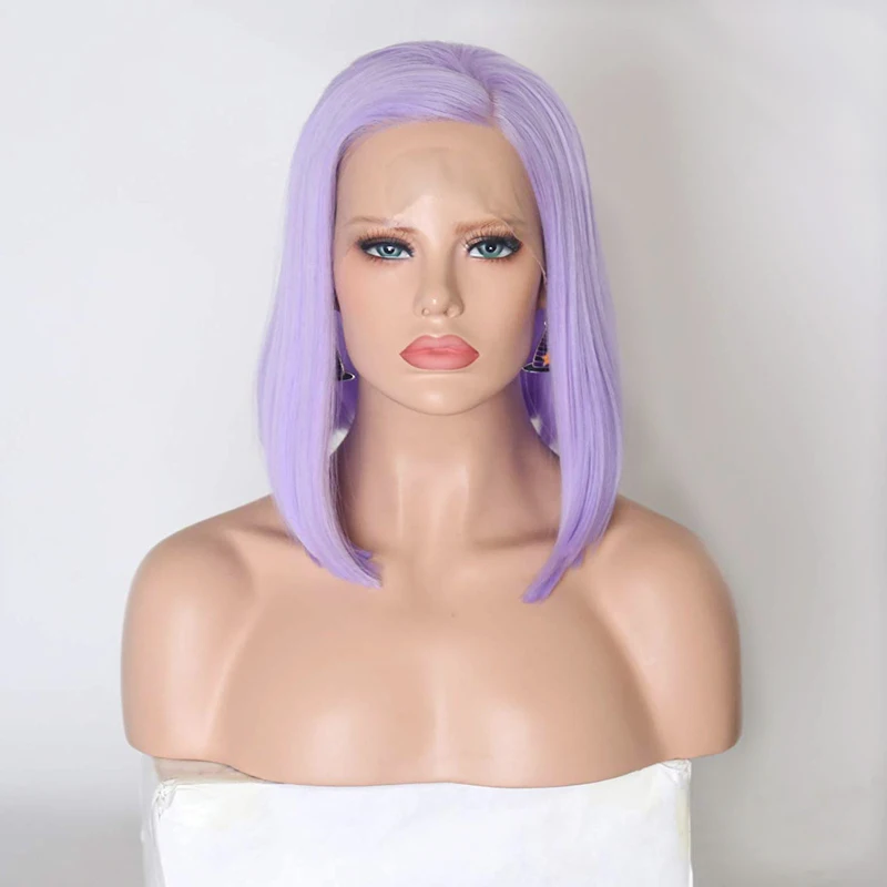

Charisma Short Bob Straight Synthetic Lace Front Wigs for Women Side Part Purple High Temperature Fiber Hair Short 13x3 Lace Wig