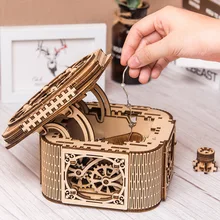 Boîte à bijoux 3D mécanique en bois, boîte Antique stéréo, boîte à bijoux assemblée à la main, Puzzle cadeau créatif, modèle de Transmission en bois, jouets pour enfant