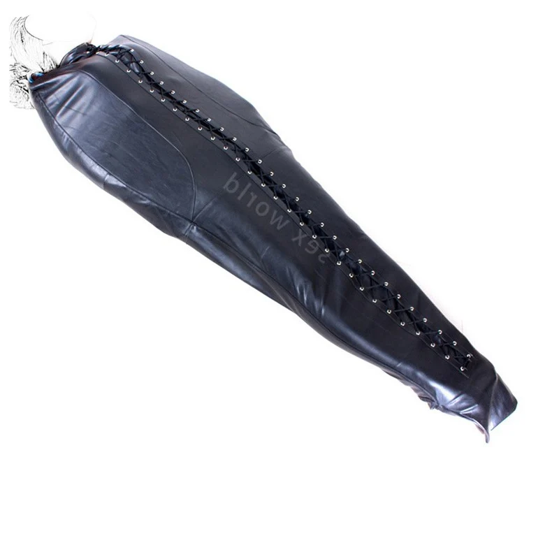 PU Leather Full Body Sleeping Bag Sex BDSM Binder Bondage Slave