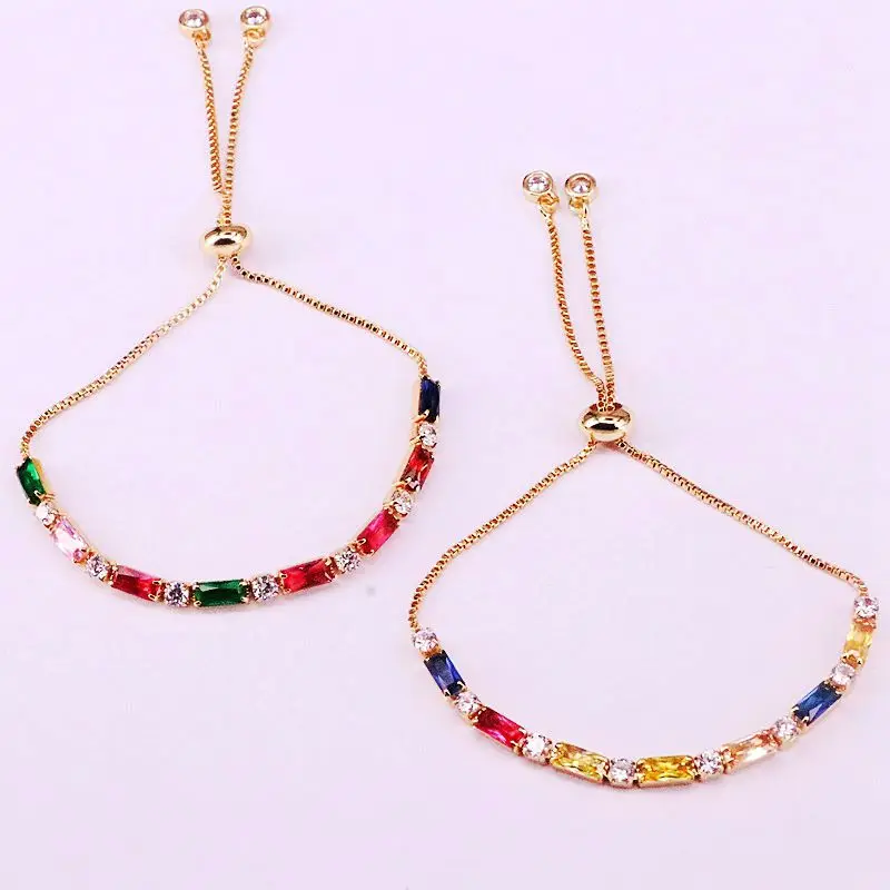 10 шт. модные ювелирные изделия красочные кубического циркония теннисные цепи браслеты для женщин золото серебро браслет ювелирные изделия
