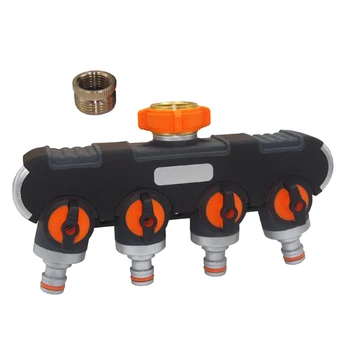

4 Way Garden Hose Splitter Connector + Conversion Set Heavy Duty for Outdoor Faucet with Shut-Off Valves Easy To Install