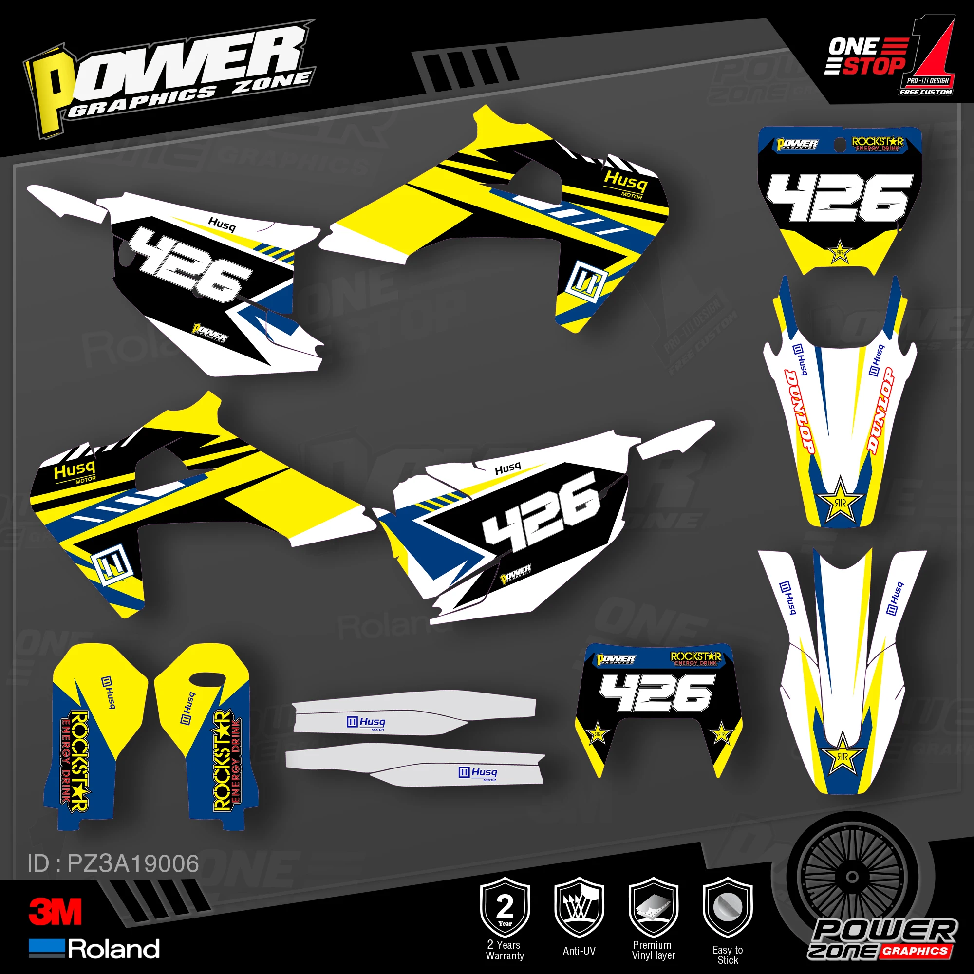 PowerZone Custom Team Graphics Набор наклеек 3 м для Husqvarna наклейка 2019-N TC FC TX FX FS 2020-N TE FE 125-450CC 06 |