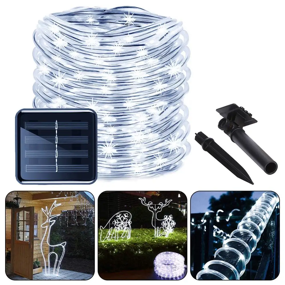 

39FT 100 LEDS Solar Rope Tube Fairy Lights LED String Waterproof Outdoor LED Strip Backlight Garden weddings Christmas Decor