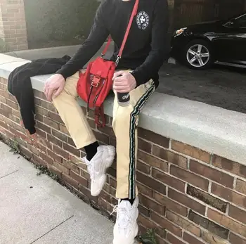 

20SS RHUDE Traxedo Pants men women1:1 side ribbon Joggers Trousers Hip Hop Elastic Waist Pant Sweatpants Biker RHUDE Pants