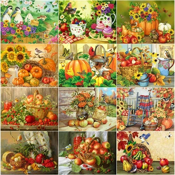 

EverShine 5D Diamond Mosaic Halloween Diamond Painting Full Square Pumpkin Picture Rhinestones Fruit Cross Stitch Home Decor