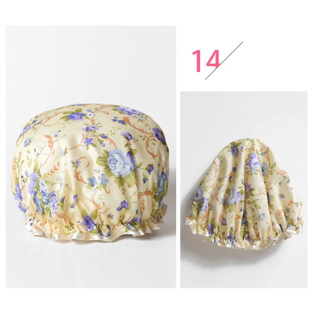 Women Double Layer Flower Dot Hair Fast Dryer Cap Spa Shower Bathing Wrap Hat
