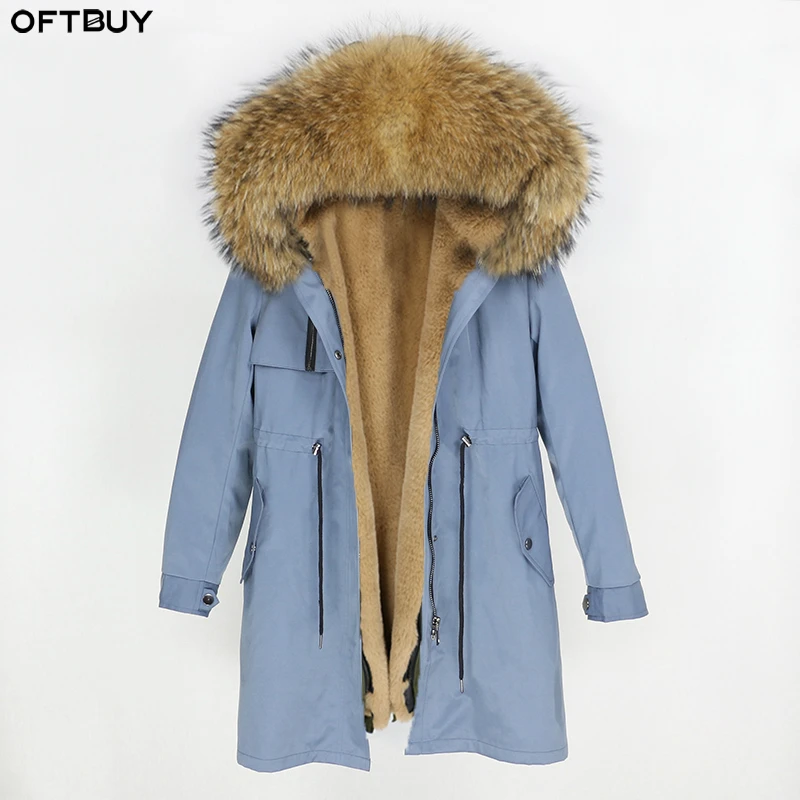Женская длинная парка OFTBUY с капюшоном и натуральным мехом енота зимняя 2020 |