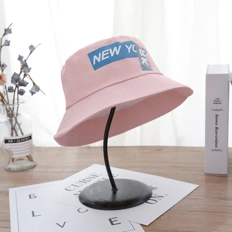 Открытый тент ведро шляпа девушка литературный Алфавит печатных цветок шляпа котелок Складная корейская мода хлопок рыбак шляпы - Цвет: Pink