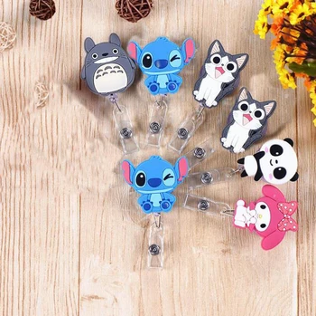 

1 Pcs Cute Stitch Totoro Captain American Cat Retractable Badge Reel Exhibition ID Card Clips Badge Holder Stationery