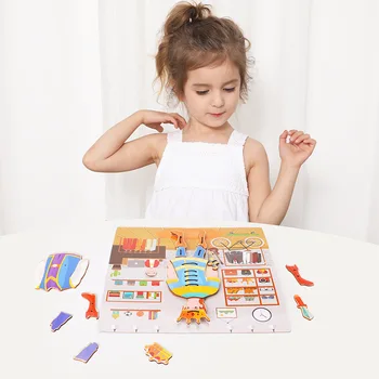 

Children Wooden Clothes Wearing Rope Handmade Threading Toy Baby Early Learning Educational Toys Kids Life Skills Training Game