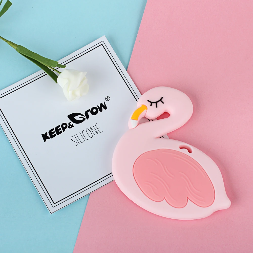 Keep& Grow 1 шт. Фламинго Детские Силиконовые Прорезыватели для грызунов пищевого качества грызуны бусины DIY Прорезыватели для зубов Ожерелье для сосок, зажим, аксессуары