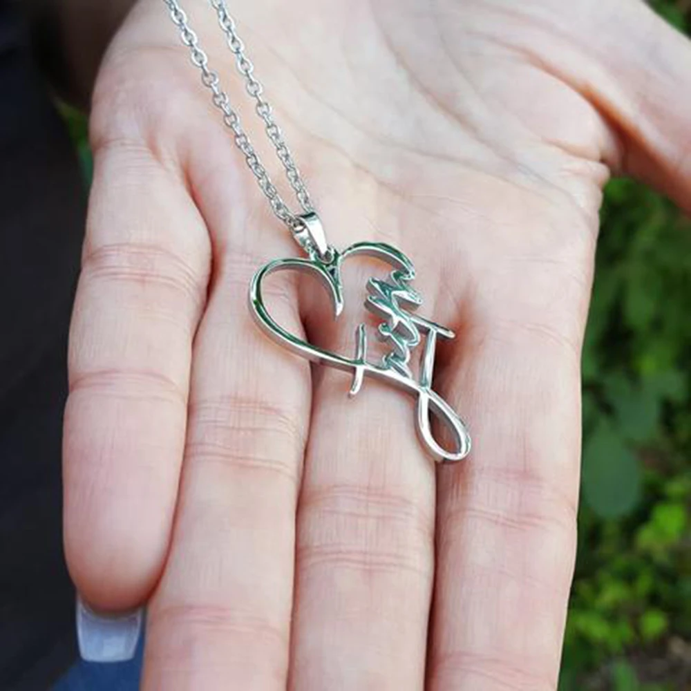 1pc New Stainless Steel Faith Pendant Necklace Faith Necklace for Women Men Fashion Christian Inspirational Jewelry Gift