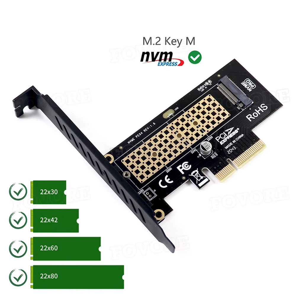 M2.PCIe SSD adapter M.2 SSD NVME PCIe M.2 to PCIe M2 to PCI e NVME  converter NVME/M2 M Key 2230-2280 PCI express x4 x8 x16 Card