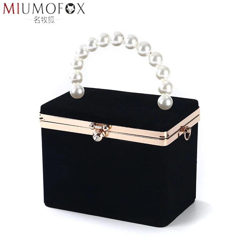 

Fashion Tote Bag Handmade Velour Box Bag Dubai Women Girl Pearl Clutch Evening Party Handbag Lady Jewel Case 2019 New Summer Bag