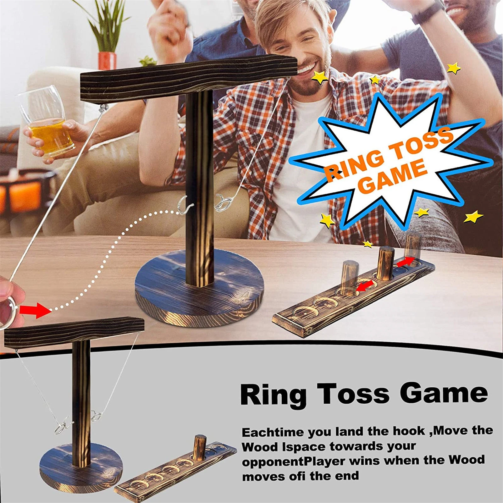 Wooden Ring Toss Game Two Player Handheld Board Game Ring Hook Game for  Home Bar Party Drinking Toss Hook Board Game Toy|Figurines & Miniatures| -  AliExpress