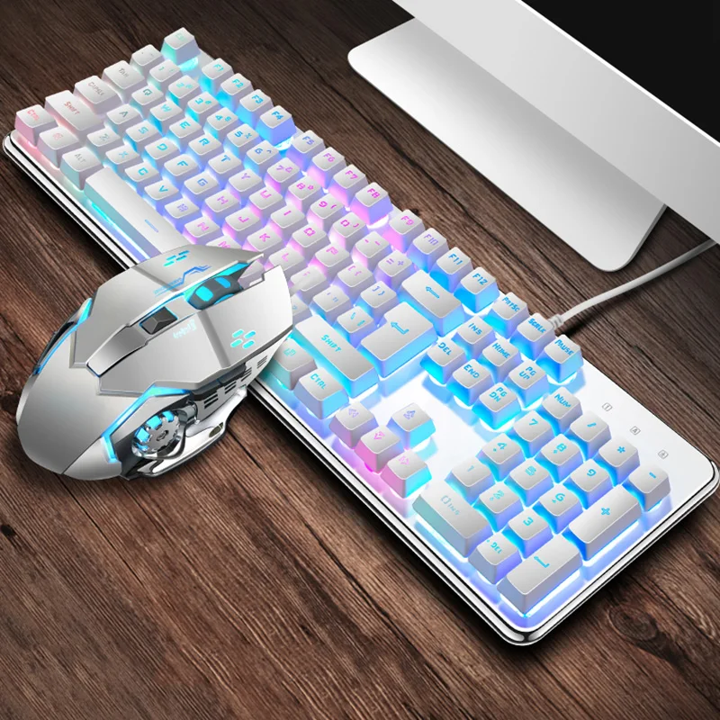 Механическая USB Проводная клавиатура мышь комбо с подсветкой игровая набор мышей