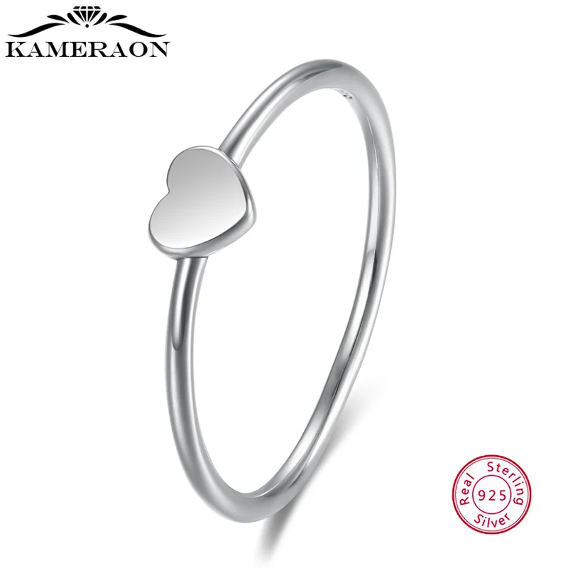 

Dainty Ring 925 Sterling Silver Rings Women Fine Jewerly Simple Love Heart Ring for Women Fashion Wedding Rings